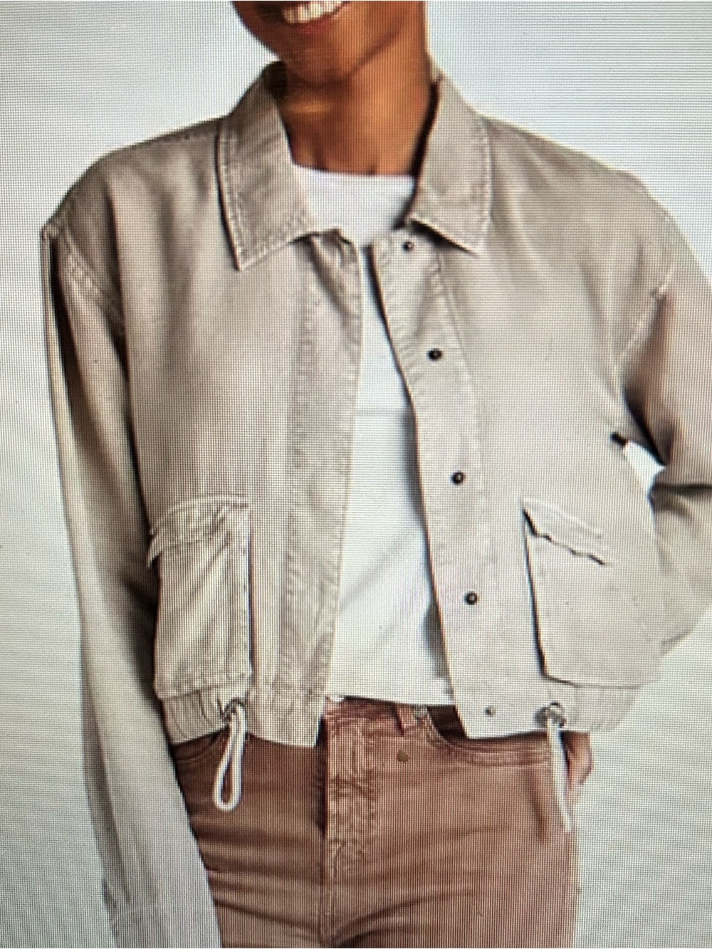 Splendid Lightweight Beige Utility Jacket with Drawcord Hem